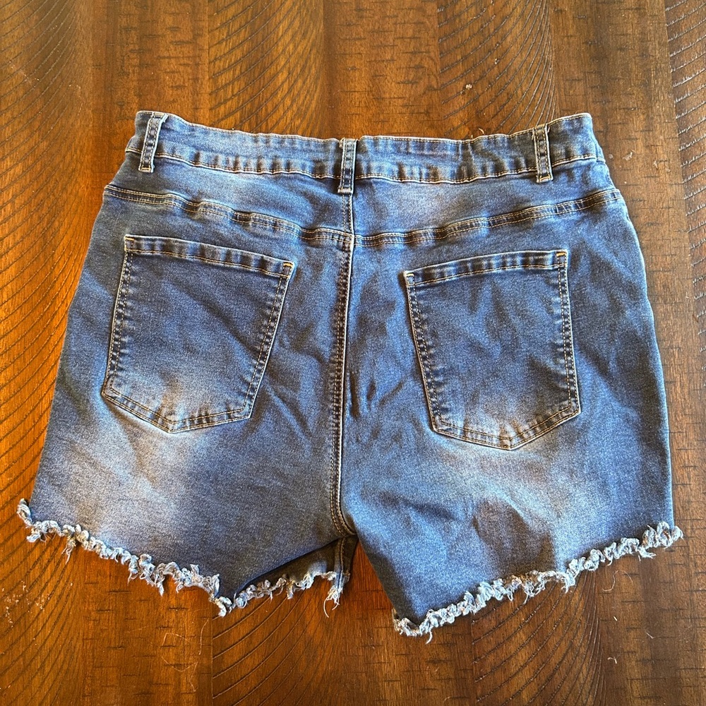 Amazon Blue Distressed Jean Shorts - Picture 2 of 3